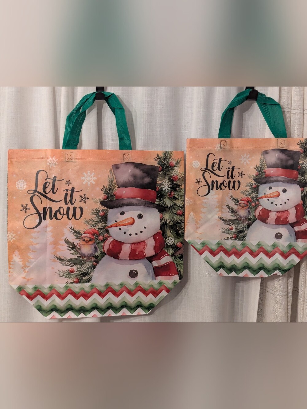 Holiday Snowman 2pk Tote Bag Reusable Shopping Gift Bag
